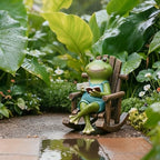 Flytime Frog Garden Decor, Frog in Rocking Chair, Whimsical Outdoor Statue - Image 4