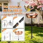 Btefd 3" Deep 43" Tall Copper Metal Bird Bath for Outdoor, 12" Dia Removable Bird Baths Water Bowl for Outside, Standing Birdbaths with Stable Stake for Garden Yard Lawn Decor 1.4 Gallon - Image 7