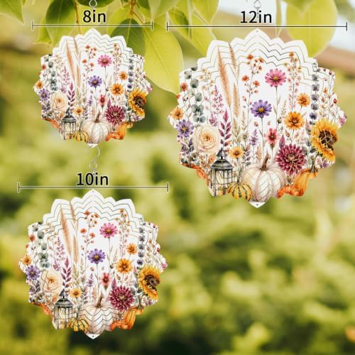 12 Inch Thanksgiving Fall Wind Spinner for Yard and Garden,Farmhouse Orange Pumpkin Sunflower Herb Hanging Ornaments Outdoor 3D Kinetic Wind Sculpture Spinners Indoor Outdoor Patio Décor Gift - Image 3