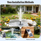 12W Solar Fountain Pump for Water Feature Outdoor DIY, Solar Water Fountain 132 GPH with 9.84FT Power Cable, 6 Spray Nozzles, 3.28FT DIY Tubing for Garden, Pond, Bird Bath - Image 4