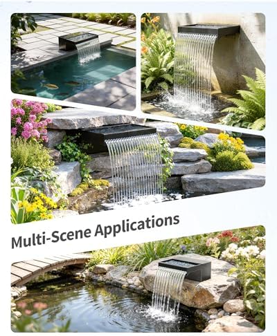 POPOSOAP 70W Solar Pond Waterfall Spillway with Pond Pump, Pond Spillway with 304 Stainless Steel & Filtration System & 9.8FT Tube for Pond Fountain Waterfall Garden Water Features-P5703S - Image 4
