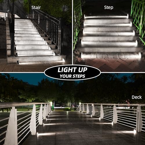NIORSUN Solar Stair Lights,Cool White Outdoor Step Lights IP67 Waterproof Auto On Off, Outdoor Stair Lights for Steps,Stair,Patio,Yard,Porch,Front Door,Sidewalk,Deck Decor（Brown, 16 Pack） - Image 7