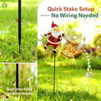 Christmas Santa Solar Kettle Light, 2PCS Waterproof Santa Solar Garden Lights Outdoor, Cute Santas Solars Watering Can Cascading Light LED, Novelty Santas Solars Christmas Decorations Night Lights - Image 3