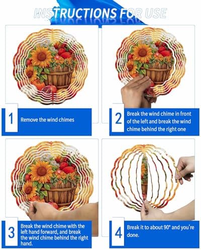 Fall Orange Wind Spinner for Yard and Garden, Thanksgiving Maple Sunflowers Pumpkin Hanging Wind Spinner Outdoor 3D Kinetic Wind Sculpture Spinners Indoor Outdoor Patio Décor Ornaments Gift 10" - Image 6