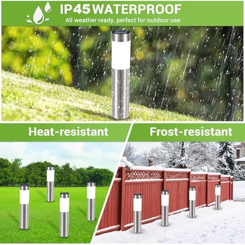 8 Pack Solar Pathway Lights Outdoor, Solar Walkway Lights with Polished Stainless Steel Layer, IP45 Waterproof Outdoor Solar Lights for Garden Yard Landscape Driveway Patio Deco - Image 5