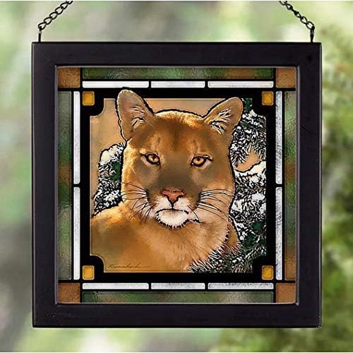 Wild Wings 5386497022 Stained Glass Art, 9-inch Height (Caught by The Light Cougar) by Wild+Wings