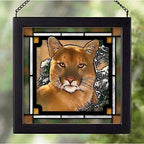 Wild Wings 5386497022 Stained Glass Art, 9-inch Height (Caught by The Light Cougar) by Wild+Wings