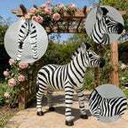 18.49" Faux Zebra Garden Statue, Resin Indoor Outdoor Ornament, Black White - Image 4