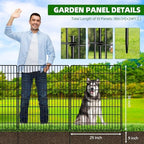 10 Panels Dog Fence Outdoor for Yard, 36 in(H) X 24 ft(L) Decorative Garden Fence Rustproof No Dig Animal Barrier Fencing Metal Wire Panel Border Patio Rabbits Ground Stakes Fencing - Image 2