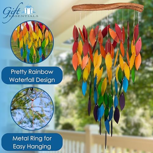 Deluxe Rainbow Waterfall Glass Wind Chime, Colorful Garden, 23.5 Inch - Image 2
