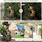 39.2" Tall Outdoor Water Fountain, 5-Tier Realistic Natural Rock Cascading Waterfall Fountain with LED Lights, Resin Garden Water Feature for Patio, Deck, Backyard and Home Art Décor - Image 7