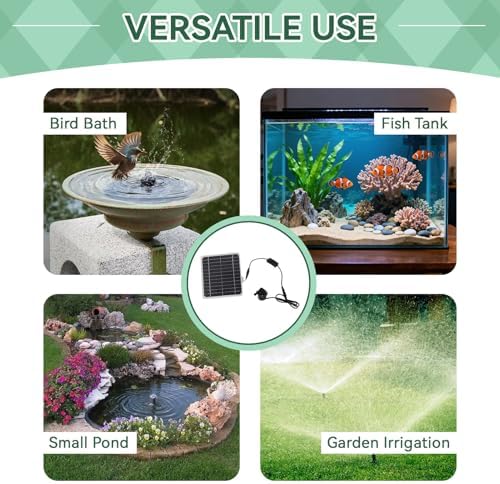 Sola Water Pump Kit with Battery Backup, 800L/H Solar Powered Fountain Pump for Bird Bath, Fish Tank, Small Pond & Garden Irrigation Outdoor Water Feature Kit with Adjustable Flow Switch - Image 5