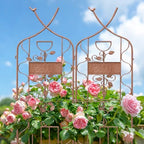LZRS 59.5 x 36in Rustic Iron Arch Decoration Garden Trellis with Metal Coating – Perfect for Supporting Climbing Plants Outdoor, Roses, Vines, Flowers, and Vegetables, Brown - Image 6