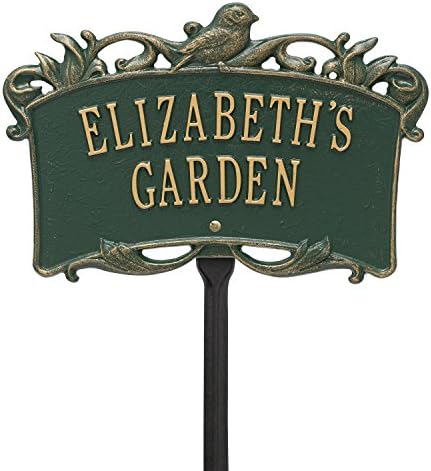 2 Line Personalized Aluminum BIRD Garden Plaque 14.25"W x 9.5" H by Unknown
