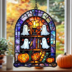 Halloween Bookshelf Acrylic Suncatcher by AVAGAN