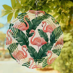 Tropical Flamingos Wind Spinners Outdoor Summer Palm Leaves Retro Linen Texture 3D Stainless Steel Wind Spinner for Yard Kinetic Sculpture Hanging Spinning Ornament for Garden Patio Porch 12 Inch - Image 6