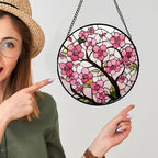 Pink Cherry Blossoms Stained Glass Window Hanging Suncatcher Gifts 15" - Image 4