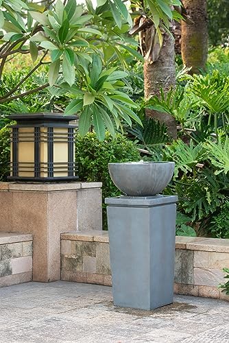 35.5 Inch Polyresin Zen Bowl Fountain, Outdoor Water Feature for Garden - Image 4