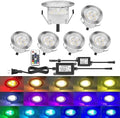 6pcs Low Voltage LED Deck Lights Kit Multi-Color RGB Stainless Steel Waterproof Outdoor Yard Garden Recessed Wood Decoration Lamps Landscape Pathway Patio Step Stairs LED In-ground Lighting by QACALEDOutdoorRecessedDeckLightingKits