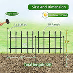 Decorative Metal Garden Fence 11" x 12', Small Fence Border with Stakes - Image 3
