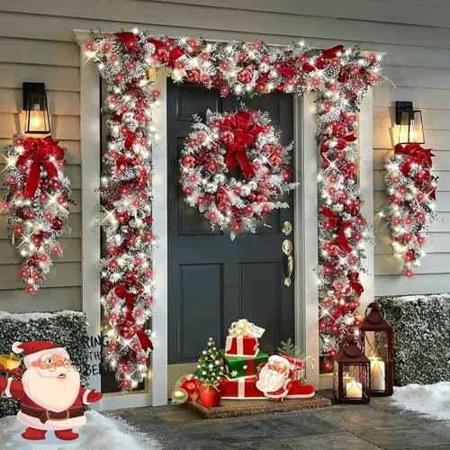 QITONG 4 Pack Solar Fairy Lights, Each 33ft 100 LED Red and White Christmas String Light Outdoor Waterproof, 8 Modes Silver Wire Twinkle Mini Lights - Image 5