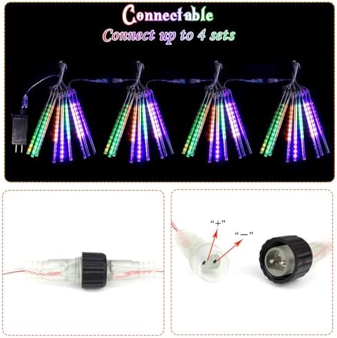 Halloween Lights Outdoor 2 Pack Meteor Shower Lights Orange Purple Green - Image 5