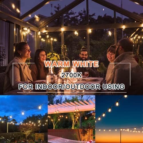 Kawaya 240FT String Lights for Outdoor Patio Waterproof LED Outside Lighting Commercial Grade 120+4 Bulbs Shatterproof Vintage String Lights for Outside Yard Balcony Bistro Porch Gazebo (120FTx2) - Image 5