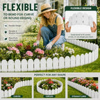 Evelyne Garden Border Edging: Wooden Grain Fence Dog Ear Design - Landscaping Fence Liner Lawn Edge Barrier - Decorative Lawn Landscape Panels Elements -Landscaping Edging (White, 10ft.) - Image 3