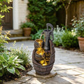 Vintage Pump Barrel Outdoor Water Fountain, Resin & LED, 21.7 in by Swiftbloom