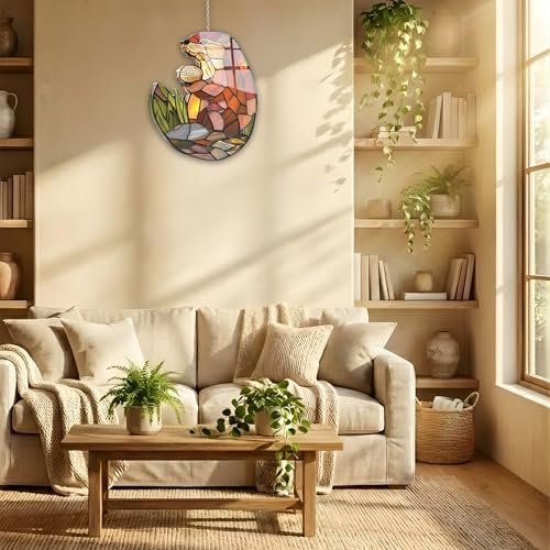 Couple Otters Acrylic Suncatcher Size 12 inches, Boho Stained Glass Effect Window Hanging Ornament, Garden Decor, Gift for Mother's Day - Image 6