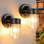 MATAMEYE Outdoor Wall Light Jelly Jar Shape, Front Porch Lighting, 2 Pack by MATAMEYE