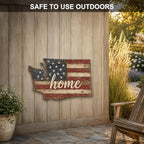 Washington "Home" State Shape Sign — Vintage American Flag Wall Decor — UV-Printed Aluminum (Not Real Wood) — Patriotic State Pride Art for Indoors & Outdoors — Made in USA - Image 4