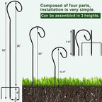 Therwen 24 Pcs 32 Inch Outdoor Shepherds Hooks Bulk for Garden Decor - Image 2