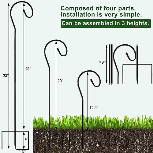 Therwen 24 Pcs 32 Inch Outdoor Shepherds Hooks Bulk for Garden Decor - Image 2