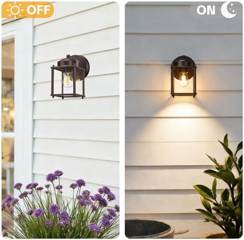 LIT-PaTH Outdoor Wall Light Fixture, Anti-Rust Metal Glass, Bronze, 2 Pack - Image 5