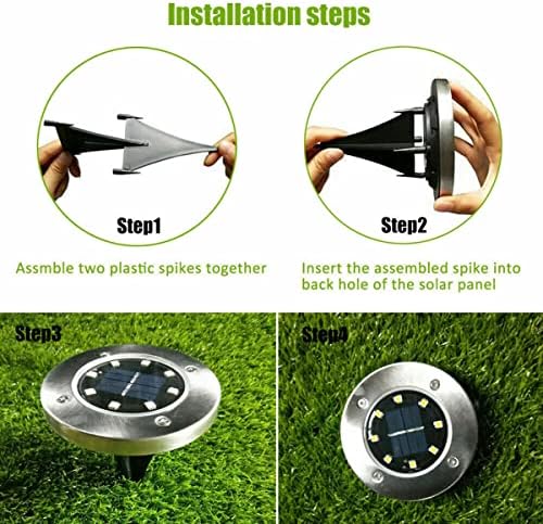 Solar Ground Lights 8 LEDs Disk Light Solar Powered Outdoor Waterproof in-Ground Lights for Pathway, Yard, Deck, Lawn, Patio, Walkway, Warm White Light, 16-Pack - Image 6