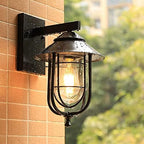 Black 1-Light Outdoor Wall Lantern 1 Pack, Iron Exterior Wall Lamp with Clear Glass Shade Vintage Wall Light Fixtures Wall Mount Kerosene Style Lamp for Porch Yard Garage Room - Image 2