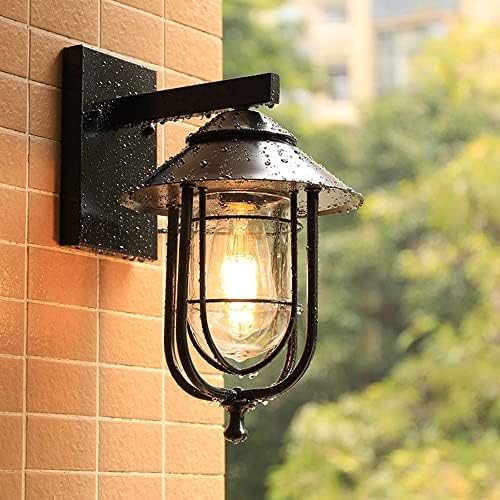 Black 1-Light Outdoor Wall Lantern 1 Pack, Iron Exterior Wall Lamp with Clear Glass Shade Vintage Wall Light Fixtures Wall Mount Kerosene Style Lamp for Porch Yard Garage Room - Image 2