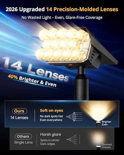 Solar Lights Outdoor Waterproof IP65, 56 LED 3 Lighting Modes Solar Spot Lights Outdoor, Solar Powered Landscape Lighting for Yard Pathway Garden, 4 Pack (Warm White) - Image 2