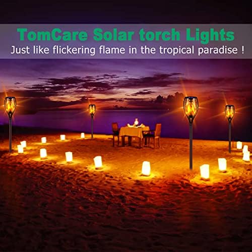 TomCare Flickering Flame Solar Torch Lights Outdoor, 43" Tall, 4 Pack - Image 6