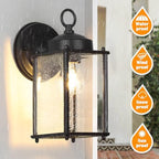 MATAMEYE Outdoor Wall Lantern, Exterior Waterproof Wall Sconce Light Fixtures, Black Front Door Lighting, Anti-Rust E26 Socket Porch Lamp, 2 Pack - Image 3