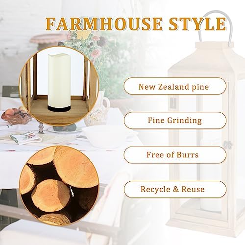 Bdor 2 Pack 27.5 Inch Outdoor Wooden Lanterns for Porch with LED Candles - Image 4