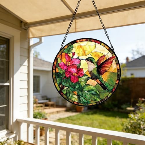 Stained Glass Window Hanging Hummingbird Suncatcher Gifts for Women 12" - Image 5