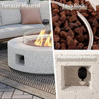 SUNBURY Outdoor 42 Inch Propane Fire Pit Table, Patio Gas Fire Table 50,000 BTU Fire Pit for Outside in Spotted White w Glass Wind Guard, Lava Rocks - Image 4