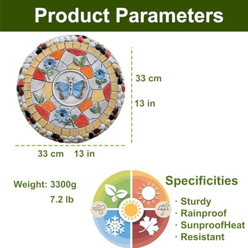 Round Garden Stepping Stones Resin Decorative Stepping Stone for Garden, 13 Inch Thicker Pavers for Garden Walkway Tread Stone Paving Stone for Yard Emulational Outdoor Lawn Decoration Stones(Style A) - Image 5