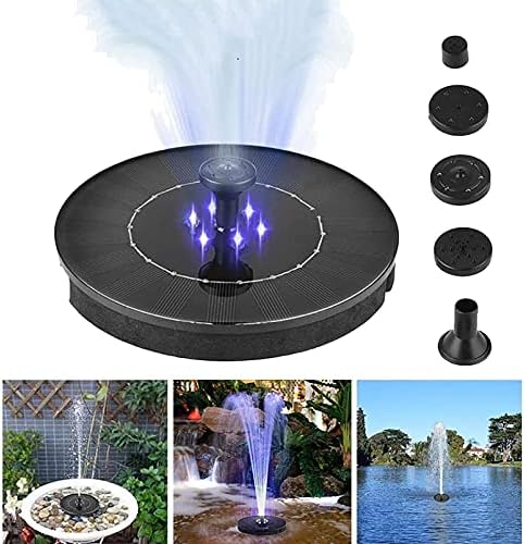 Solar Fountain Pump with 8 LED Lights and 6 Nozzles Colorful Solar Water Fountain Floating Bird Bath Fountain 1.8W Water Features Solar Fountain for Fish Tank Garden Decorations-Black with light 18c - Image 2