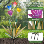 TOMBABY 32.28 Inch Metal Agave Plant Outdoor Decoration Lily Mexican Yard Art Garden Gift Home Decor Hand Painted Metal Agave Garden Yard Statue (2pc, Grass Green) - Image 3