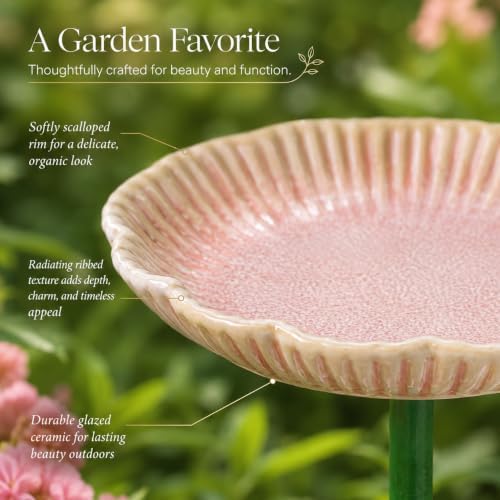 Ceramic Pollinator Watering Station for Bees and Butterflies, Shallow Garden Water Dish on Green Stake, Outdoor Insect Water Bowl for Patio Yard Flower Bed Decor, 1 Pack, Pale Aqua Green - Image 4