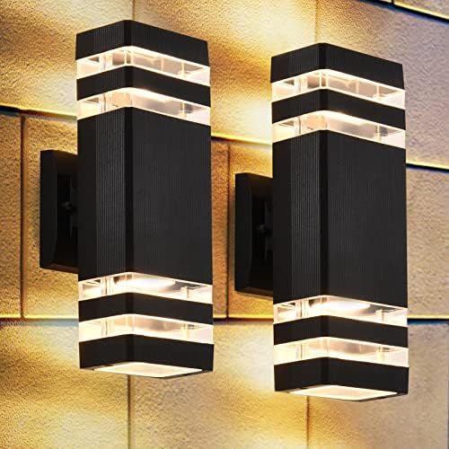 DASTOR 2 Pack Outdoor Wall Lights, Up and Down Porch Lights Outdoor Wall Mount Light Fixture, Aluminum Waterproof Exterior Lights for House Porch Garage by DASTOR