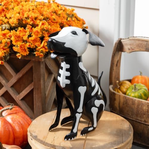 Evergreen Garden Halloween Skeleton Dog, 16" Metal Dog Animal Statue, Indoor and Outdoor Halloween Decoration for Garden Yard Lawn Party - Image 6
